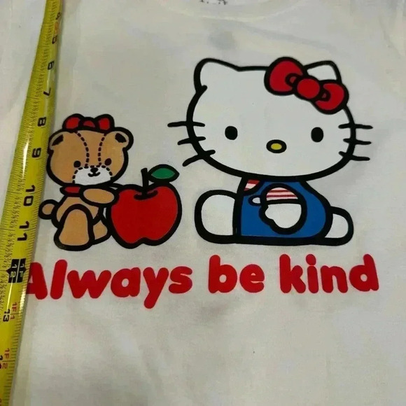 Hello kitty girls white short sleeve tee shirt “always be kind” size large - Picture 7 of 7